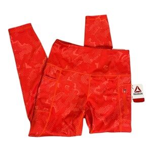 NWT Reebok 7/8 Leggings  Women’s Small Orange Moisture Management High Rise